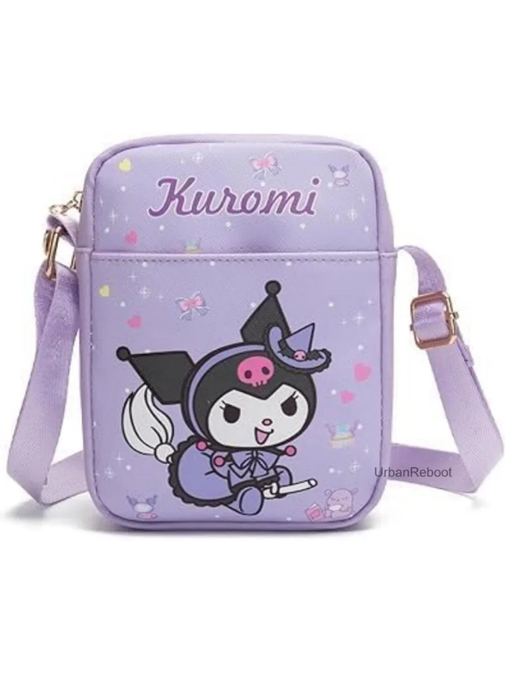 Cartoon Print Mini Crossbody Bag PU Shoulder Bag Zip Purse